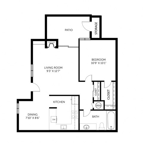 Hazel Ranch 1 Bedroom 1 Bathroom Floor Plan